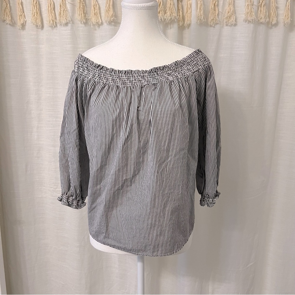 Marled Off the Shoulder Stripped blouse